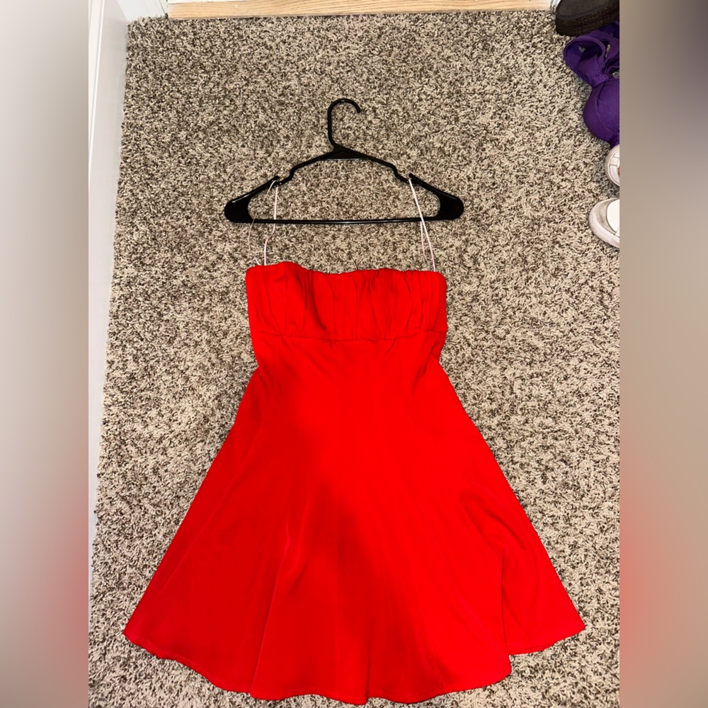 Elegant Red Strapless Dress